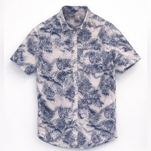 H&M Men’s Navy & White Tropical Snake Print Button-Down Shirt | Size L